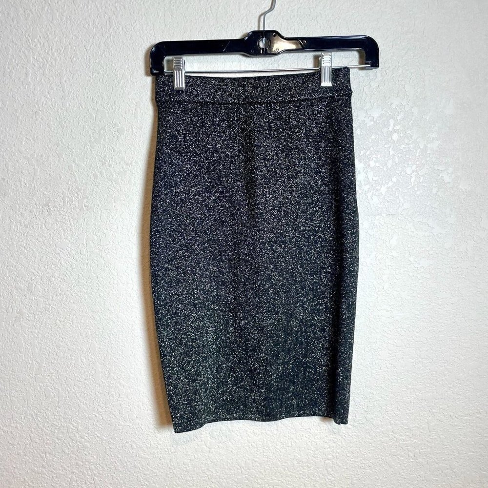 Diane von Furstenberg Pencil Skirt Womens 2XS Black Metallic Wool Blend Knit
